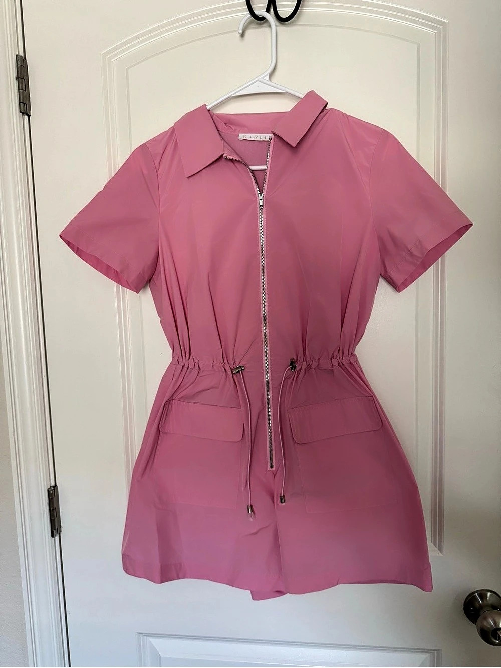 KARLIE Pink Pocket Cinch Waist Weekend Romper Pink Small